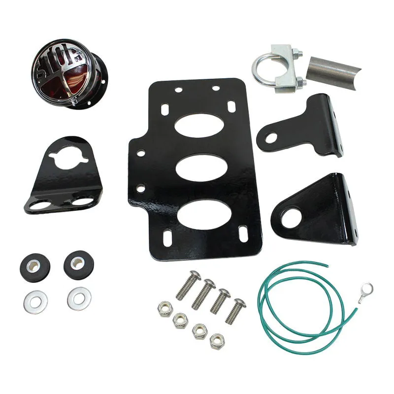 TC Bros. "Stop" Bobber Side Mount Tail Light/License Plate Bracket
