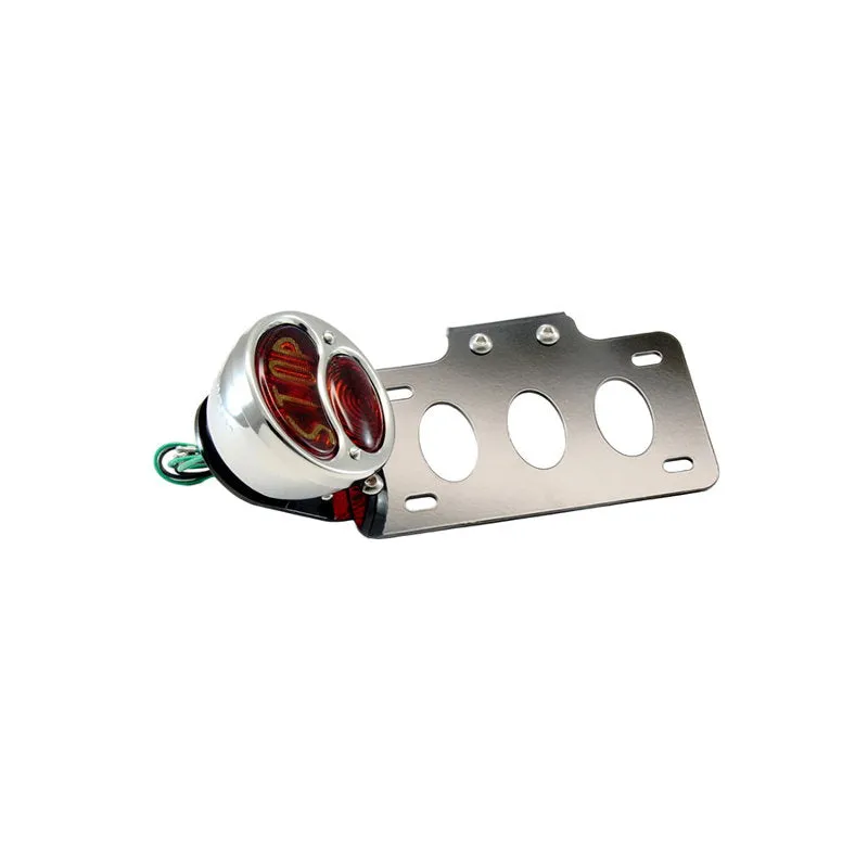 TC Bros. "Stop" Model A Side Mount Tail Light/License Plate Bracket