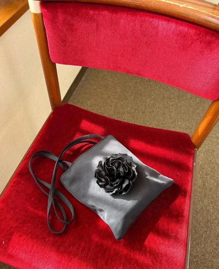 UAKISS  -   Ins Korean Niche Satin Rose Single Shoulder Bag Women's Japanese Korean Style Portable Small Bags