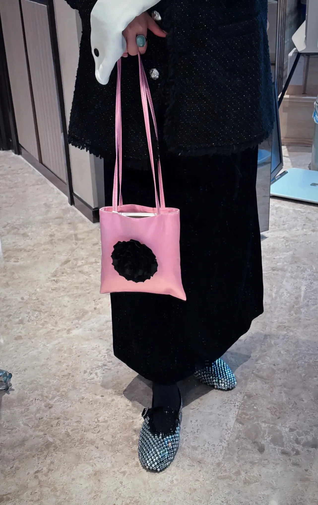 UAKISS  -   Ins Korean Niche Satin Rose Single Shoulder Bag Women's Japanese Korean Style Portable Small Bags