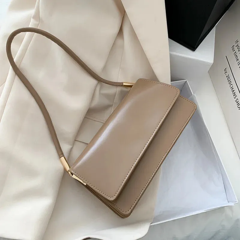 UAKISS  - New Simple French Popular Underarm Bag Sweet Korean Solid Leather All-match Shoulder Pack Portable Commuter Leisure Female Bags
