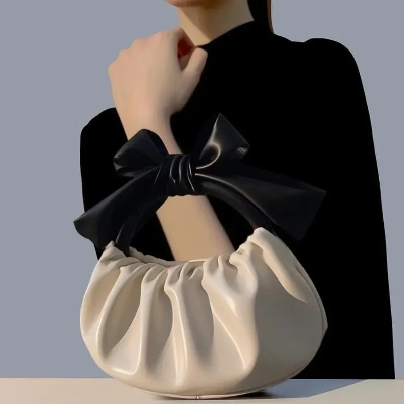 UAKISS  - Personality New Niche Pleated Design Handbag Sweet Luxury Bow Design Commuter Pack Korean Popular Exquisite Mini Portable Bags