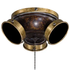 Universal 7 In. Three Lights Ceiling Fan Light Kit, Mottled Copper with Gold Finish