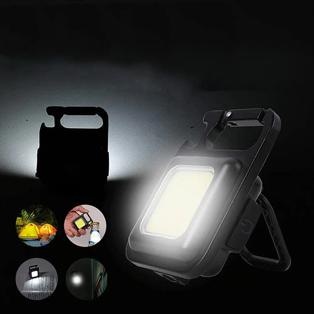 US 1-2 Pcs Mini Keychain Flashlight Portable COB Rechargeable Work Light