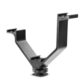 V-Shaped Triple Cold Shoe Mount Bracket for Cameras