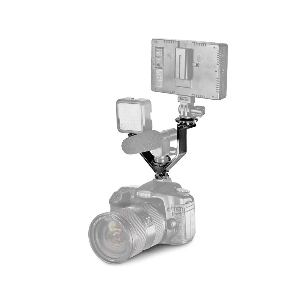 V-Shaped Triple Cold Shoe Mount Bracket for Cameras
