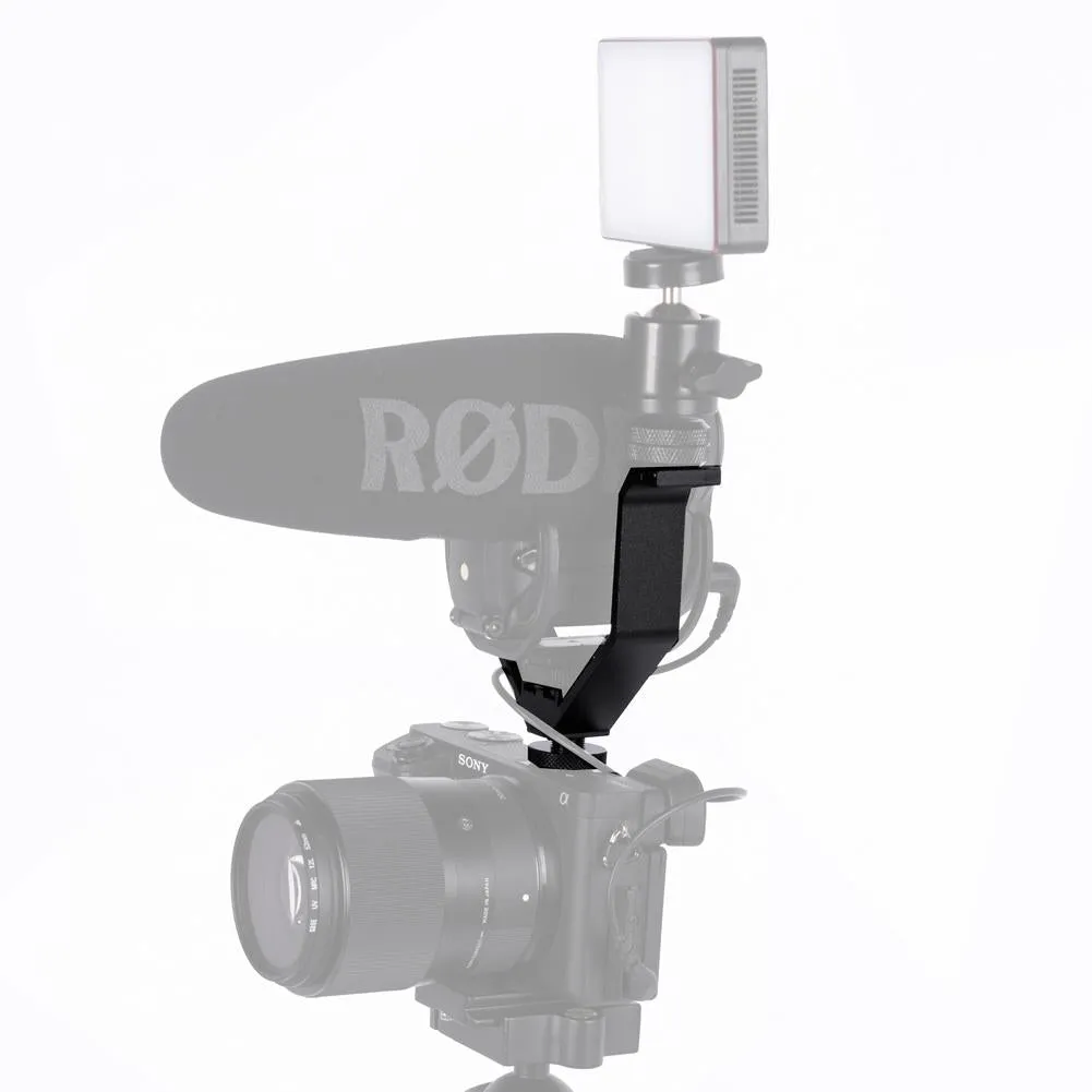 V-Shaped Triple Cold Shoe Mount Bracket for Cameras