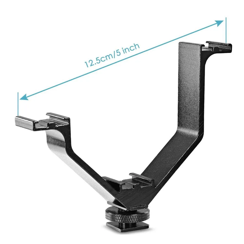V-Shaped Triple Cold Shoe Mount Bracket for Cameras