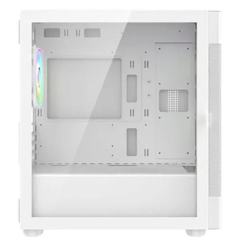 Vida Zephyr White ARGB Gaming PC Case w/ Glass Window, Micro ATX, 4x ARGB Fans, Mesh Front