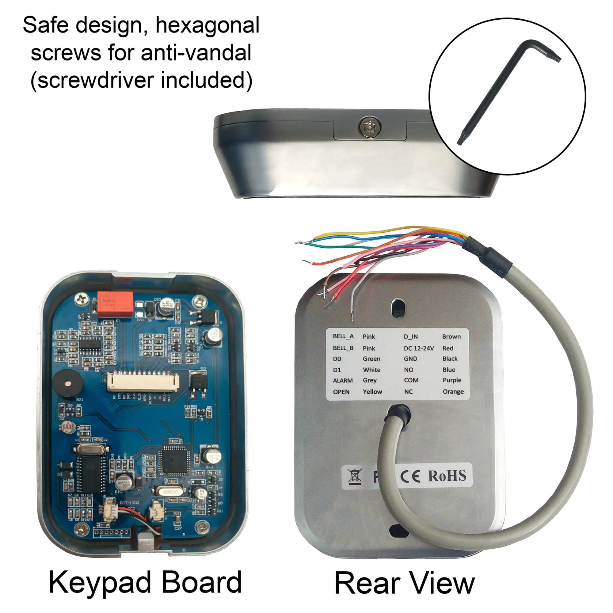 Visionis FPC-5488 One Door Access Control 770lbs Electric Strike Fail Safe   Outdoor Keypad / Reader Standalone With Mini Controller   Wiegand 26, No Software, EM Card, Wireless Receiver   PIR Kit
