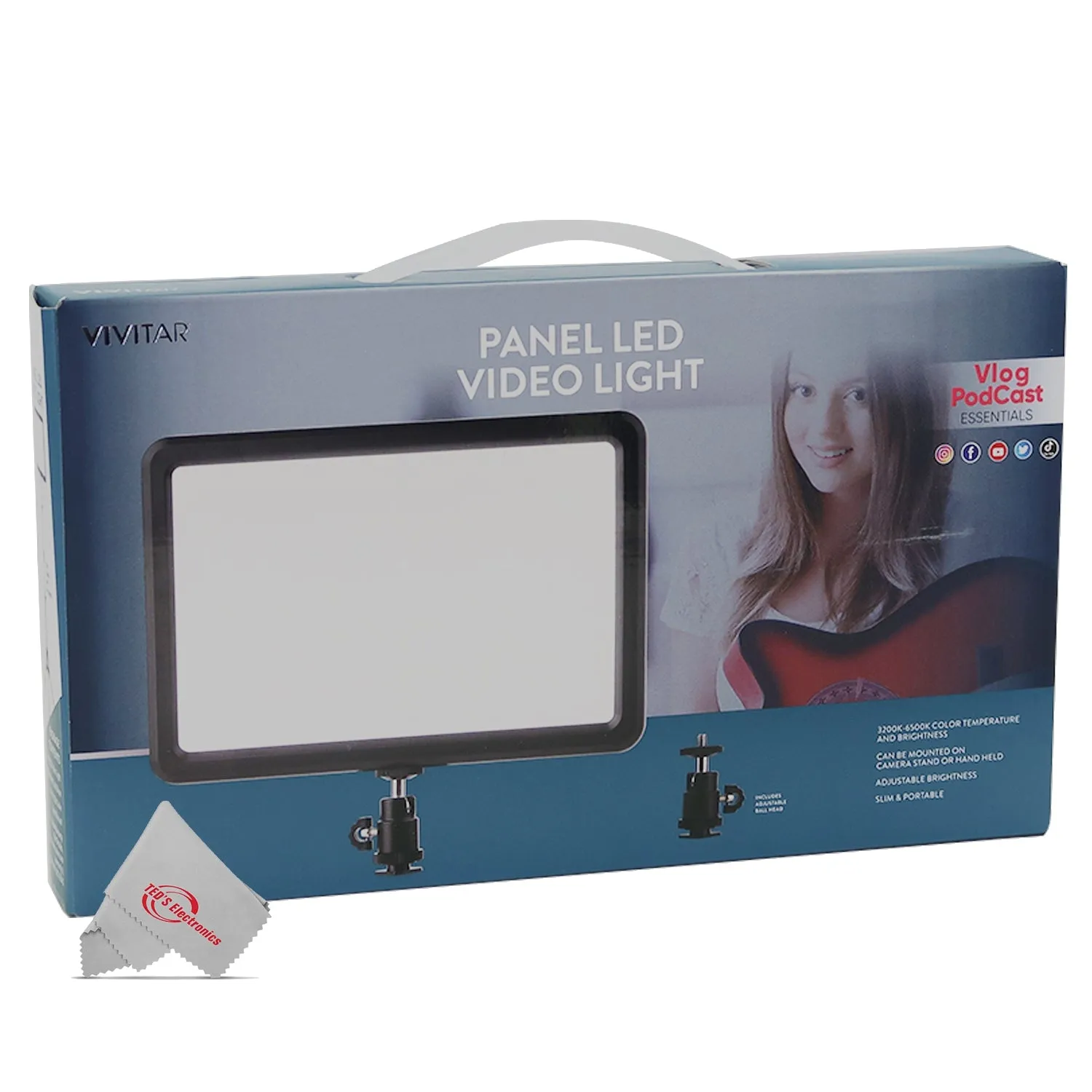 Vivitar LED Video Light Panel with Sports Action Holder   Recording Microphone for Cameras and Camcorders