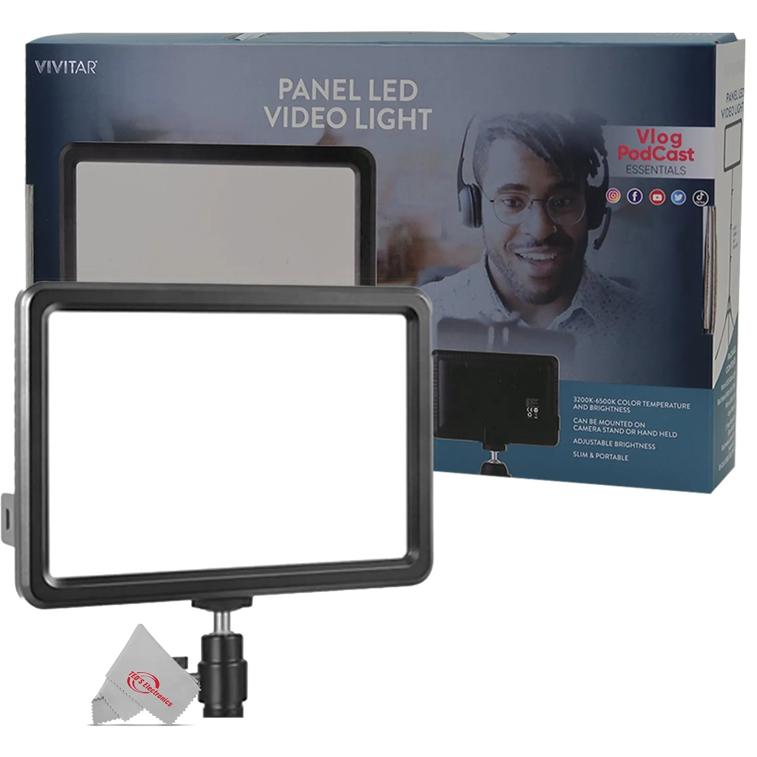 Vivitar LED Video Light Panel with Sports Action Holder   Recording Microphone for Cameras and Camcorders