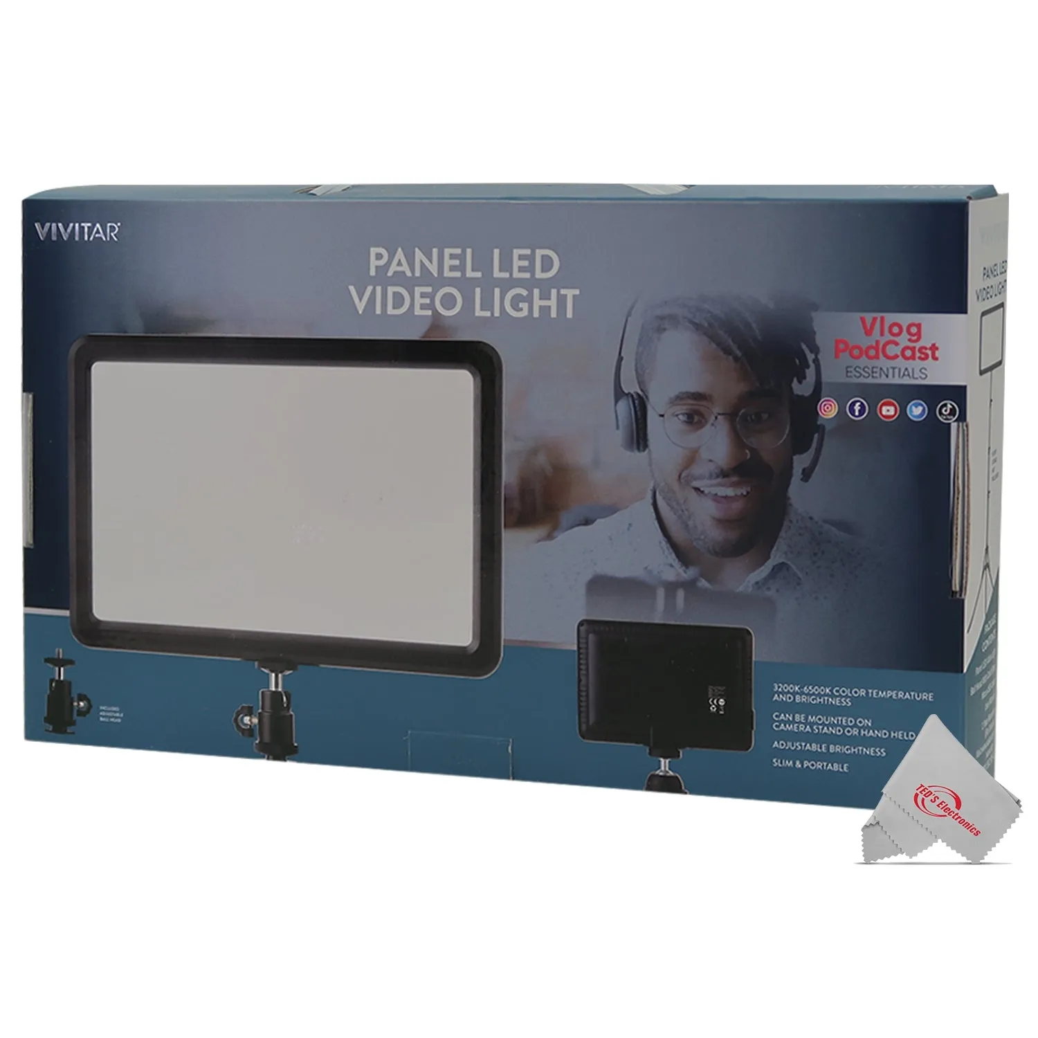 Vivitar LED Video Light Panel with Sports Action Holder   Recording Microphone for Cameras and Camcorders