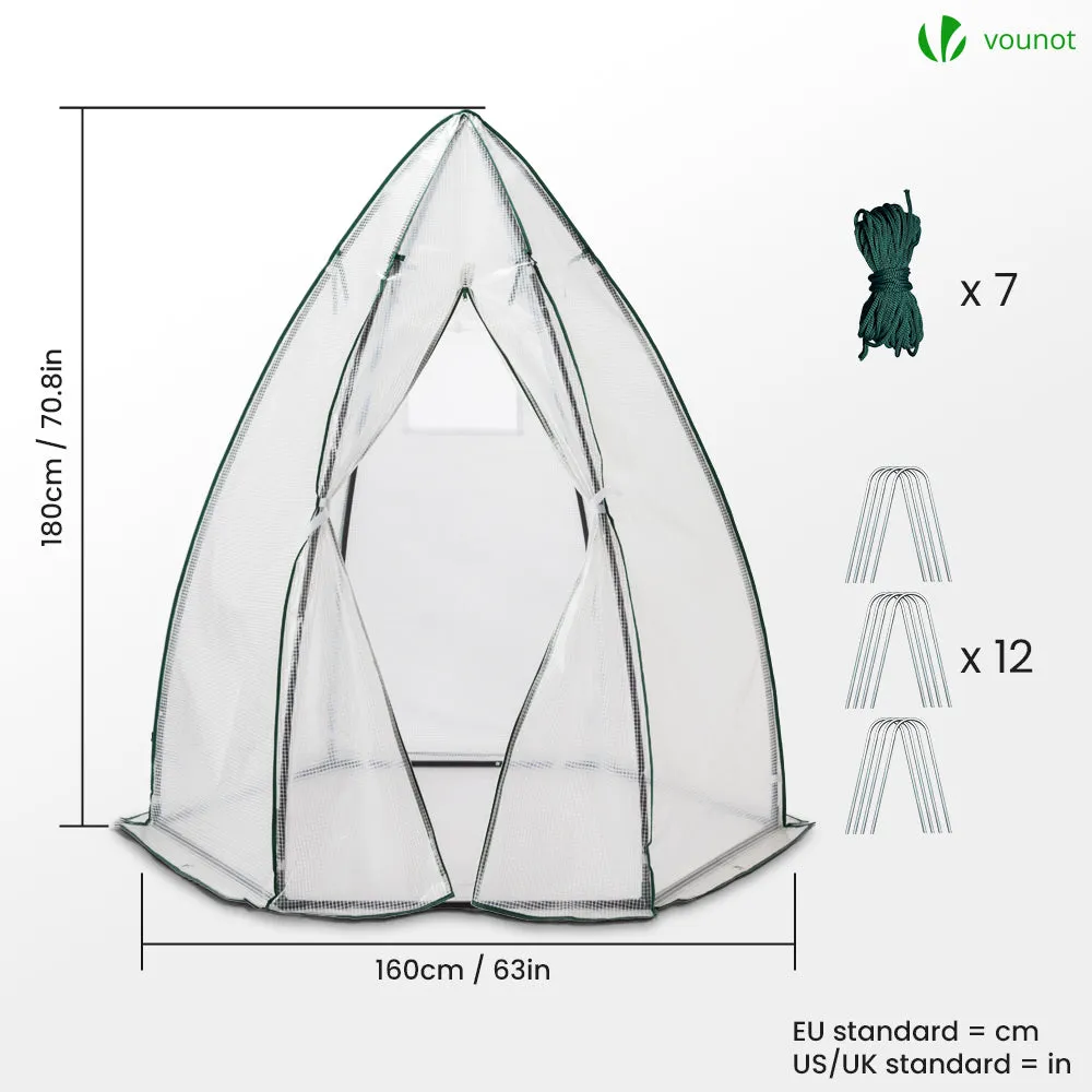 VOUNOT Dome Greenhouse Garden & Outdoor 160x160x180cm, White