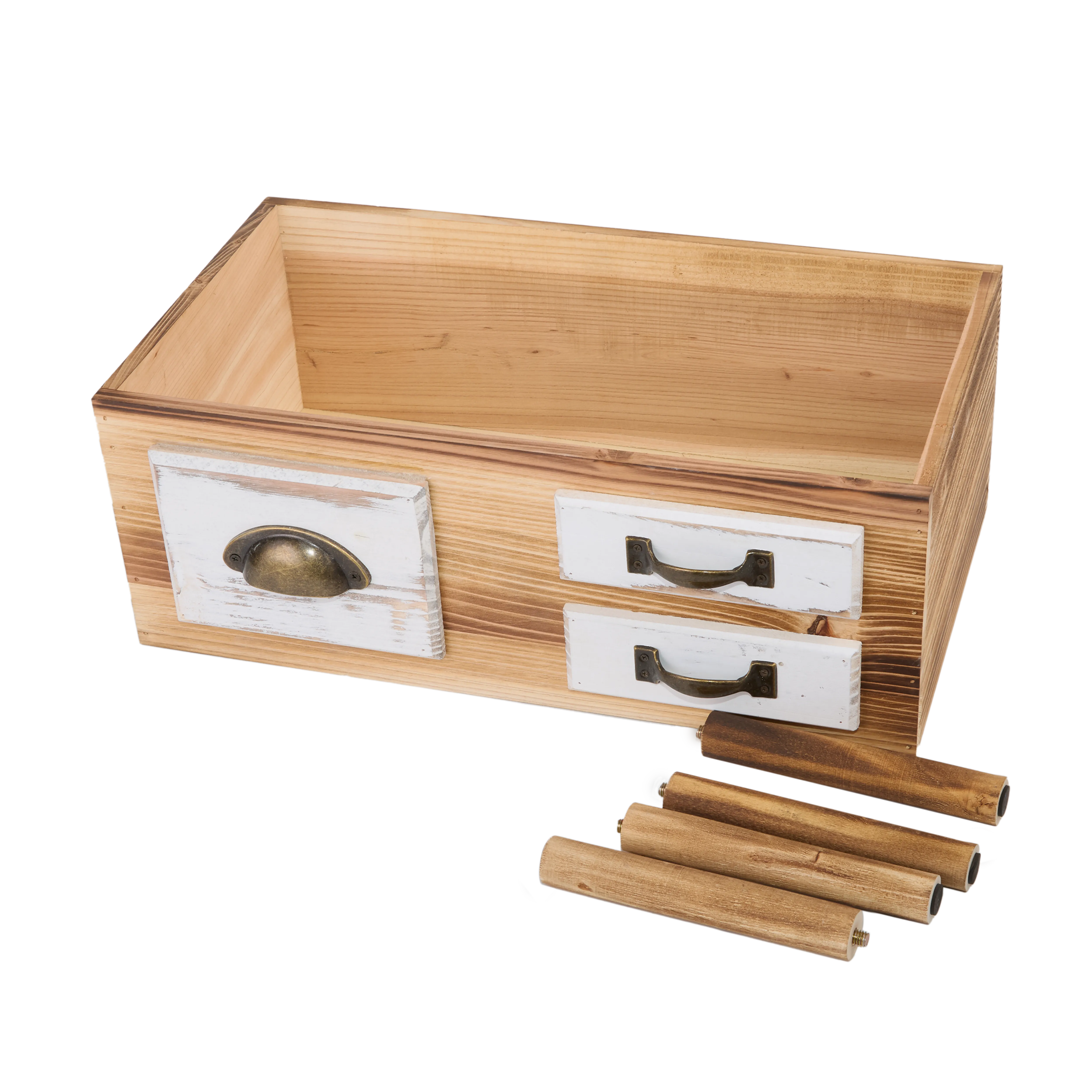 Wooden Storage Crate with Stands